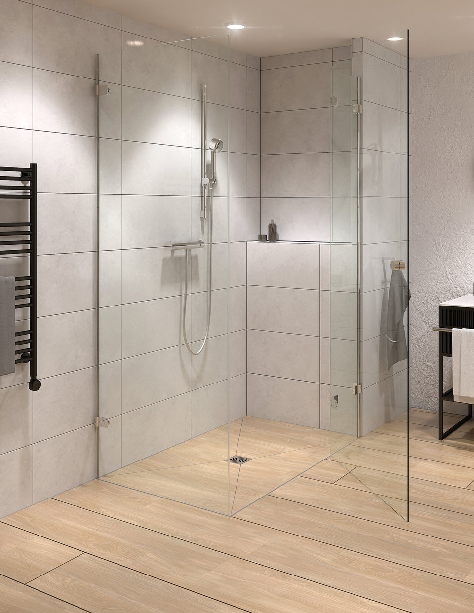 Barrier-free shower element that can be tiled